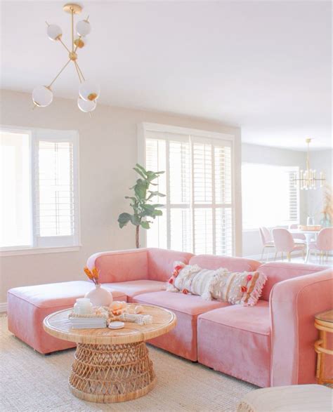 Logan Modular Sectional | Pink sofa living room, Pink sofa living, Pink couch living room