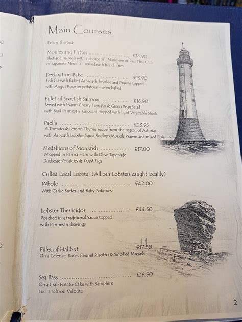 Menu at The Old Boatyard Restaurant, Arbroath