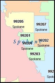 SPOKANE Washington, WA ZIP Code Map Downloads