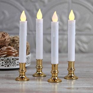 LampLust Flameless Taper Window Candles with Gold Removable Holders - Set of 4, Christma