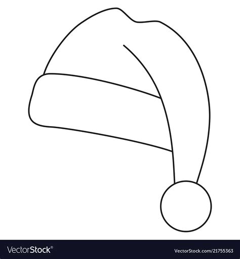 Line art black and white christmas hat Royalty Free Vector