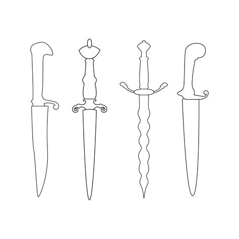 Premium Vector | Dagger Line Drawing