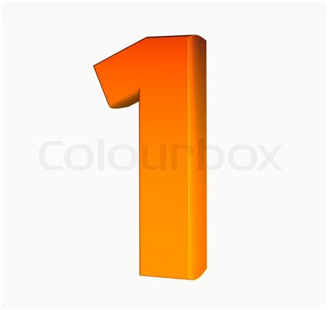 Orange alphabet. Number 1 3d isolated on white. | Stock Photo | Colourbox