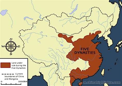 Five Dynasties Map - Ancient China Maps - China Highlights