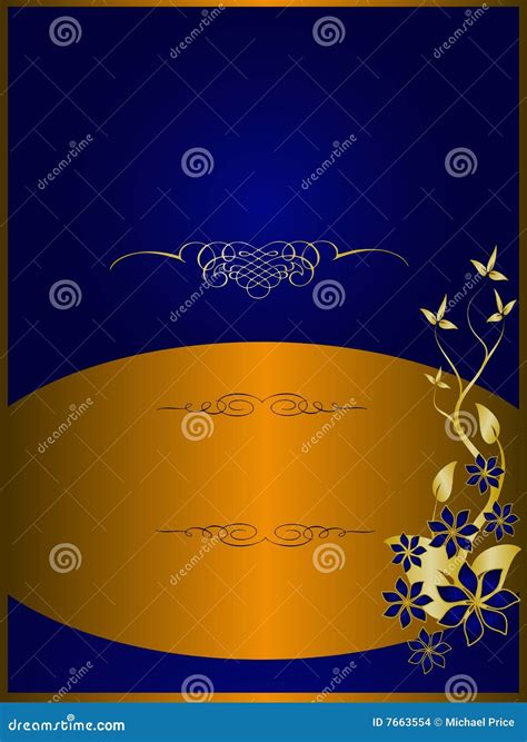 Blue And Gold Floral Background Stock Images - Image: 7663554