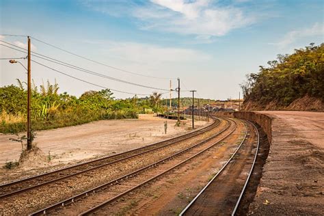 Railtrack Crossing the Mountains. Minas Gerais, Brazil. Stock Image ...