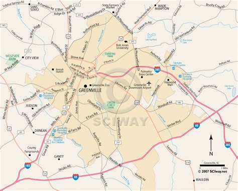 Greenville, South Carolina - Printable Map