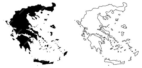 Premium Vector | Simple (only sharp corners) map of Greece vector drawing. Mercator projection ...