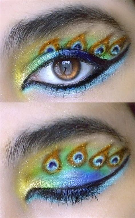 Peacock eye makeup. | Peacock eye makeup, Peacock makeup, Fantasy makeup