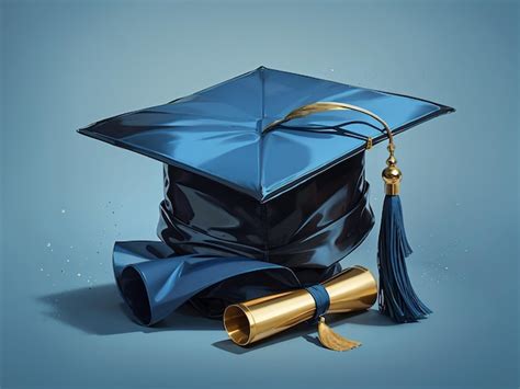 Premium AI Image | Elegant Blue Background with Black Graduation Cap