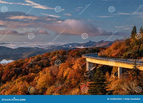 Linn Cove Viaduct Curves Over Fall Trees Stock Image - Image of scenic ...