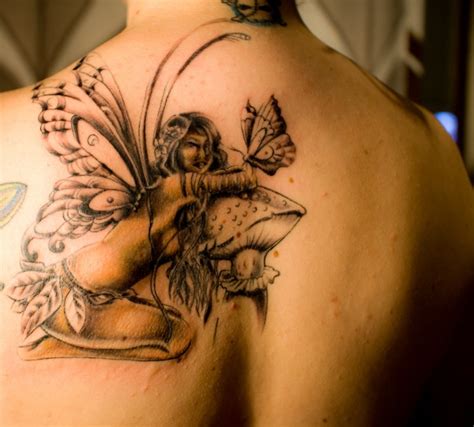 Cool forest fairy with mushroom tattoo - Tattooimages.biz