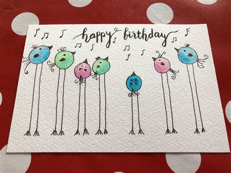 Cute little bird card | Watercolor birthday cards, Creative cards diy, Birthday cards diy