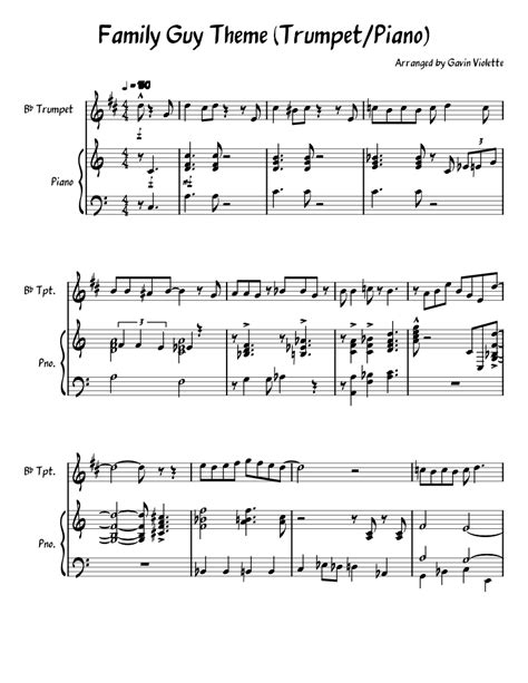 Family Guy Theme - Trumpet/Piano Version Sheet music for Piano, Trumpet (In B Flat) (Solo ...