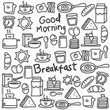 Set Of breakfast food doodle Vector Illustration Breakfast  sketch template