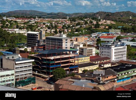 Luftaufnahme des CBD nach Osten, CBD, Mbabane, Swasiland Stockfotografie - Alamy