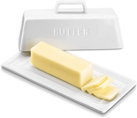 Amazon.com | Kook Ceramic Butter Dish with Lid, Kitchen Countertop Butter Keeper, Serving Tray ...