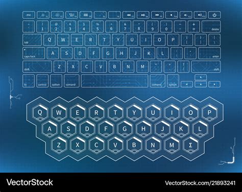 Bright white outline keyboards futuristic user Vector Image