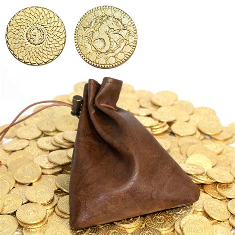 Buy 50 DND Coins Fantasy Coins & Leather Bag Metal Tokens Game Coins for Board Games Table RPG ...