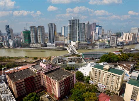 Manila, Philippines - Aerial of the Binondo skyline and the Pasig river ...