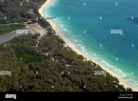 Aerial view of Bellows Beach, Oahu, Hawaii, USA Stock Photo - Alamy