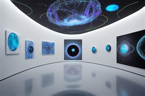 Premium AI Image | Futuristic Quantum Space Art Gallery Lab