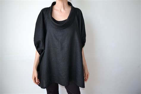 Black linen womens smock top tunic. Plus size. Maternity. Womens linen ...