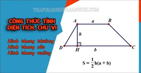 Công thức tính diện tích hình thang, chu vi hình thang thường, cân, vuông - devteam.mobi