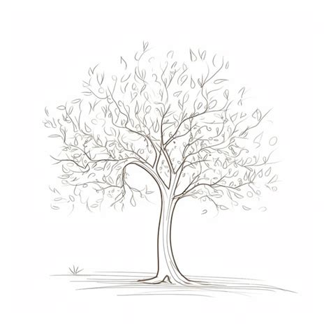 Premium AI Image | drawing of a tree with leaves blowing in the wind generative ai