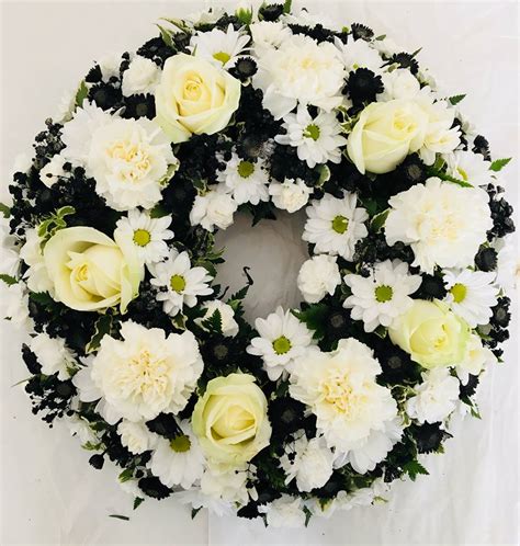 Classic Rose Wreath - White and Black - Katherine's Florists