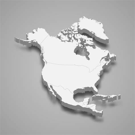 Mapa 3d de américa del norte | Vector Premium