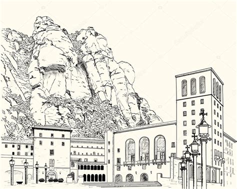 Drawing of Montserrat Monastery Stock Vector Image by ©tatiana54 #94607040