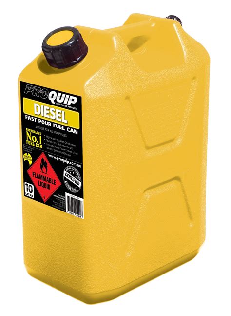 10L Yellow Plastic Diesel Fuel Can with internally stored Pourer, and ...