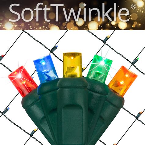 5mm Multicolor SoftTwinkle LED Net Lights, Green Wire