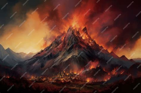 Premium AI Image | Concept art illustration of Mordor land Mount Doom ...