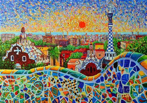 Gaudi Park - painting | Gaudi art, Cross paintings, Fine art america