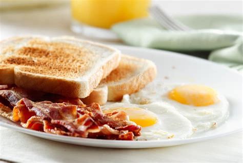 Bacon, Eggs and Toast Breakfast Stock Image - Image of prepared, fresh ...