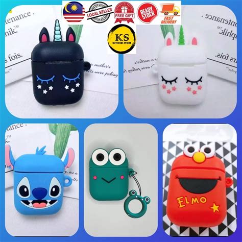 SILICONE PROTECTIVE CASE FOR AIRPODS 1 AIRPODS 2 INPODS UNICORN ELMO ...