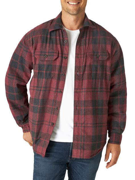 Wrangler Men's Sherpa Lined Flannel Heavyweight Shirt Jacket - Walmart.com