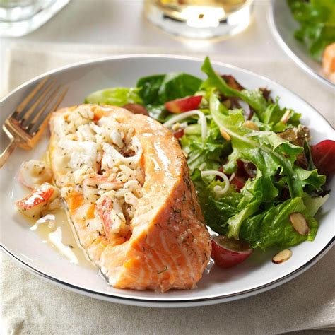 Seafood-Stuffed Salmon Fillets Recipe | Taste of Home