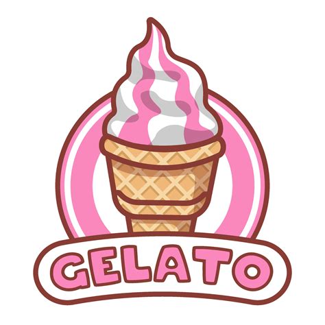 ice cream gelato logo food brand product cartoon style vector illustration editable text ...