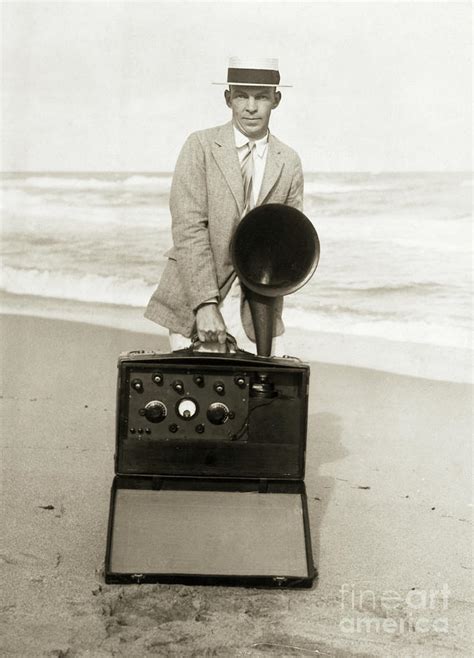 Inventor Edwin H. Armstrong On Beach by Bettmann