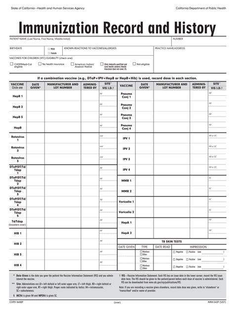 Immunization Card Printable - Printable Word Searches