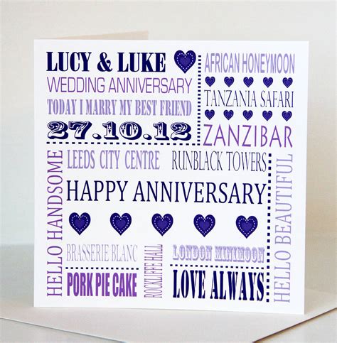 Personalised Anniversary Card By Lisa Marie Designs