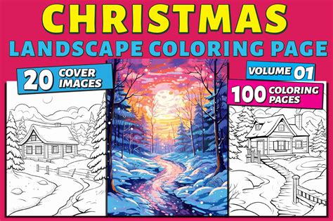 Christmas Landscape Adult Coloring Pages Graphic by WinSum Art ...