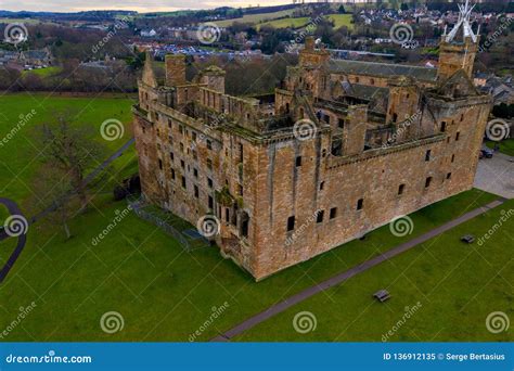 Aerial View of Linlithgow Castle Ruins, the Birthplace of Mary Queen of ...