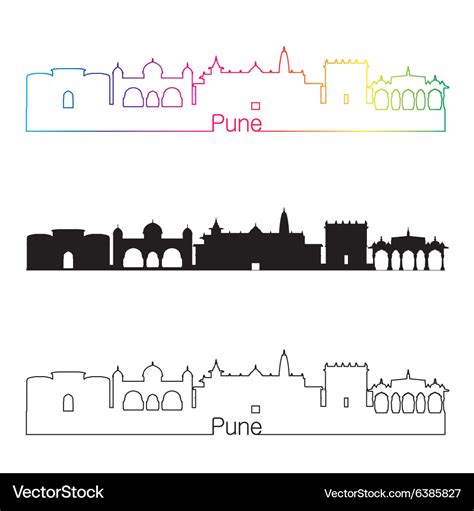 Pune skyline linear style with rainbow Royalty Free Vector