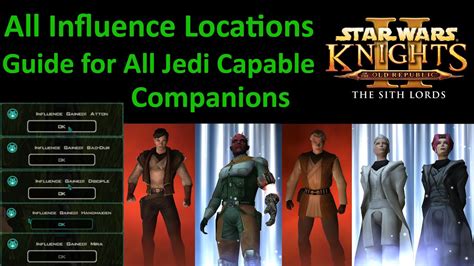 Star Wars KOTOR 2 All Influence Locations for All Jedi Capable Companions | Every Influence ...