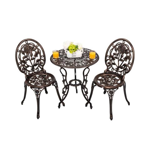 Anvil Rose Bronze 3-Piece Aluminium Outdoor Bistro Set Rust-Proof Patio ...