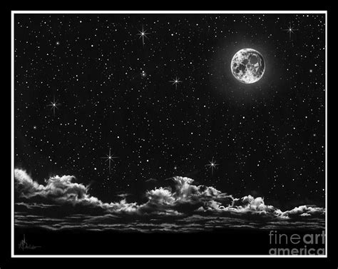 Night Sky Pencil Sketch : Sky Night Clouds Moon Drawing Painting Cloudy ...